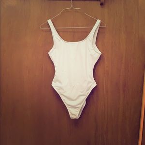 One piece white bathing suit